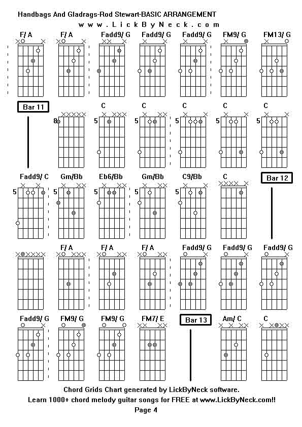 Chord Grids Chart of chord melody fingerstyle guitar song-Handbags And Gladrags-Rod Stewart-BASIC ARRANGEMENT,generated by LickByNeck software.